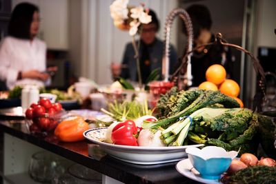 Fruits and vegetables on table