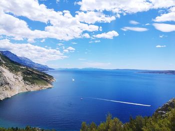 High angle view of sea against sky