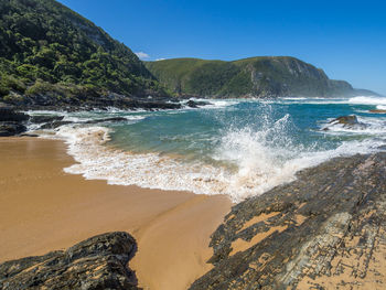 Scenic view of sea against clear sky