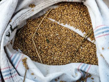 High angle view of food in sack