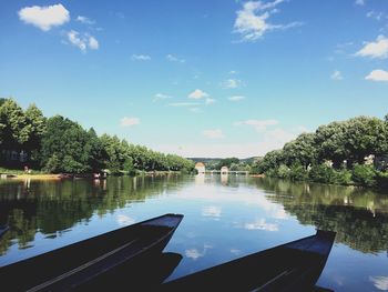 Scenic view of lake against sky