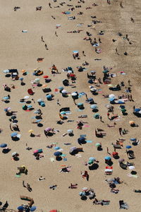 High angle view of people on beach