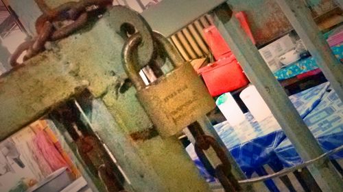 Close up of objects on wall