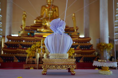 Close-up of temple against building