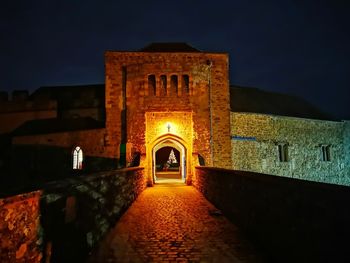 View of historical building at night