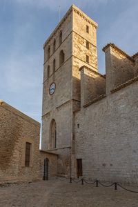 Low angle view of old building against sky