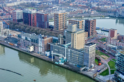 Aerial view of the grain silo complex at katendrecht, awaiting redevelopment