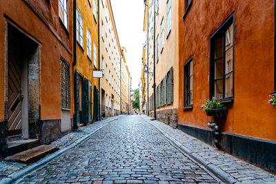 Narrow alley amidst residential buildings