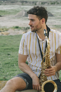 Young man playing guitar