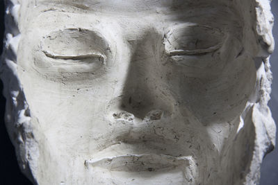 Plaster cast of face. facial mould with closed eyes.inside mask, optical illusion