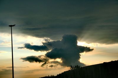 Low angle view of cloudy sky during sunset