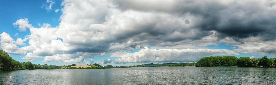 Scenic view of sea against cloudy sky