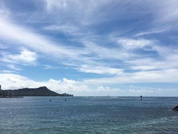 Scenic view of sea against cloudy sky