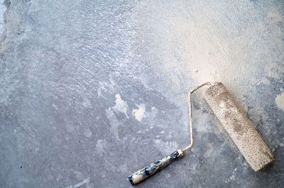 High angle view of road against wall