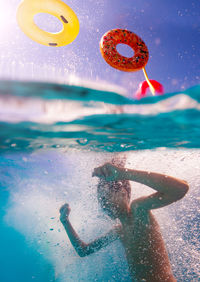 Man swimming in sea