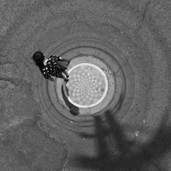 High angle view of person in water