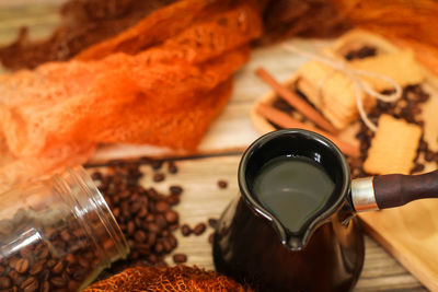 Close-up of breakfast on table