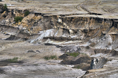 High angle view of rocks on land