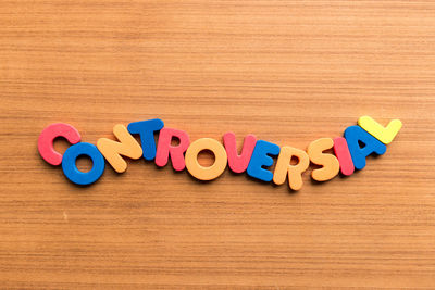 Close-up of toys on table