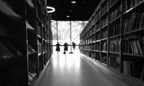 People walking in corridor