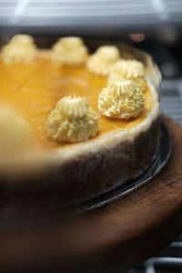 Close-up of cake in plate on table