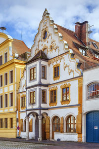 Low angle view of old building against sky