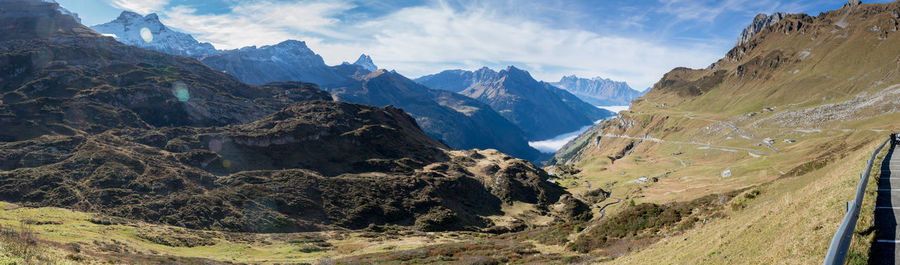 Panoramic view of mountains against sky