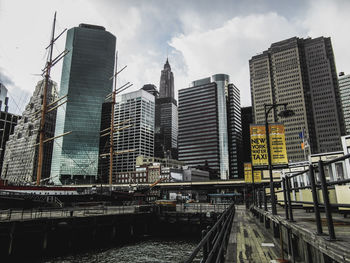 Low angle view of skyscrapers against sky