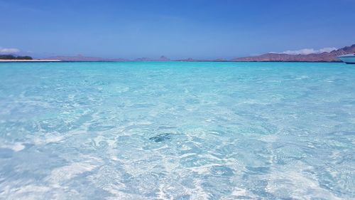 Scenic view of sea against blue sky