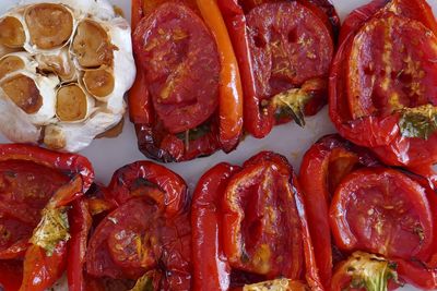 Full frame shot of red bell peppers