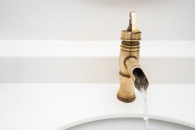 High angle view of faucet in bathroom