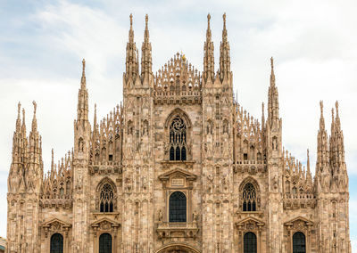 Front view of facade of duomo di milano - one of the largest cathedrals in the world, milan, italy