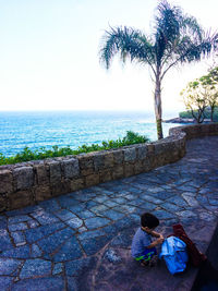 Scenic view of sea against clear sky