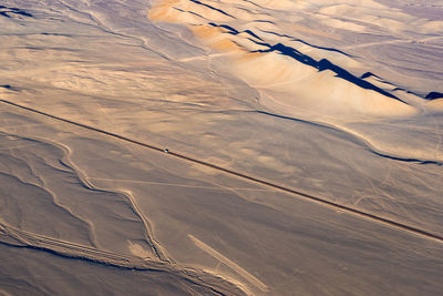 High angle view of snow covered land