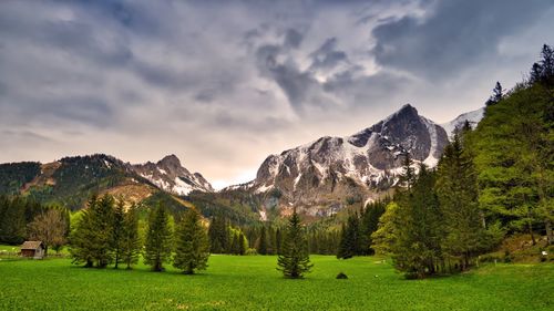 Panoramic view of landscape and mountains against sky