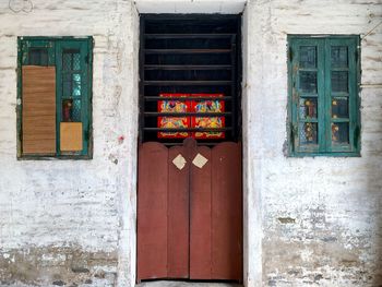 Closed door of building