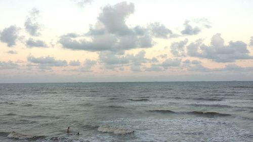 Scenic view of sea against cloudy sky