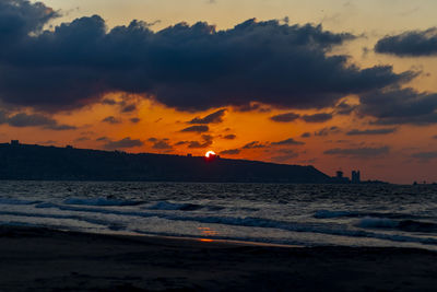 Scenic view of sea against sky during sunset