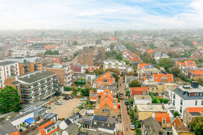 High angle view of townscape against sky