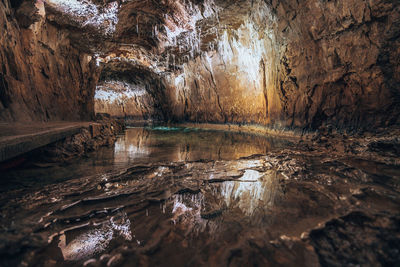 Rock formation in lake
