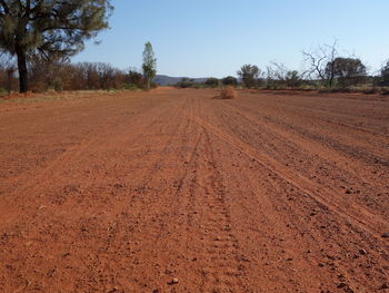 View of field against clear sky