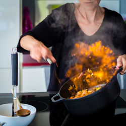 Close-up of preparing food