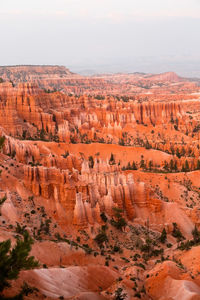 Aerial view of rock formations in desert