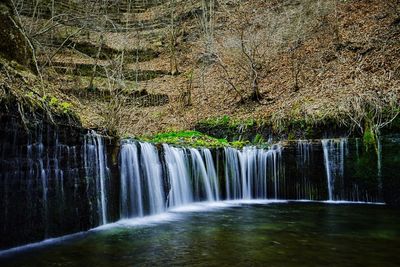 Scenic view of waterfalls