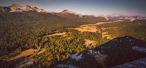 Scenic view of mountains against clear sky