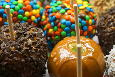 Full frame shot of fresh chocolates at store