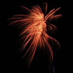 Red and gold fireworks against black background