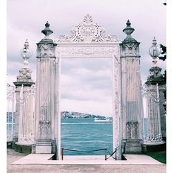 Gate against river at dolmabahce palace
