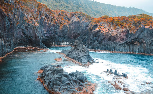 Scenic view of sea during autumn