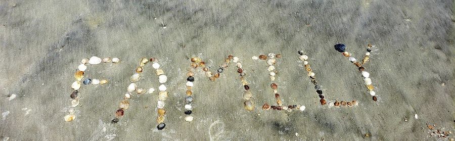 High angle view of wet sand on beach